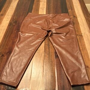 Brown Faux Leather Pants
